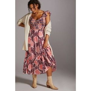 LIke New Plus Size Anthropologie Cecilia Pettersson Smocked Maxi Dress Size 1X